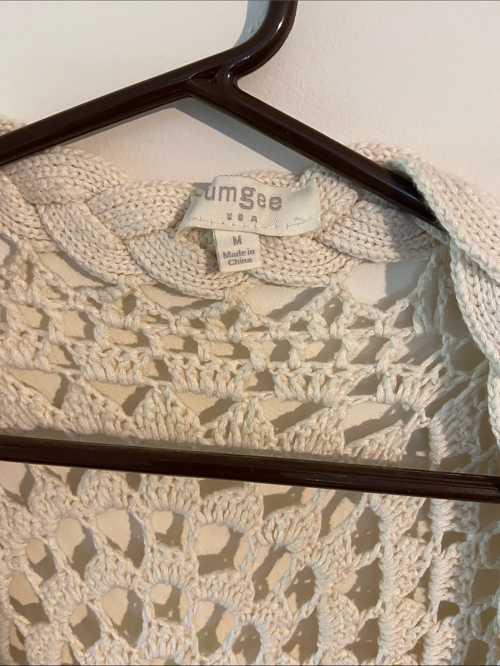 Umgee Cream Crochet Fringe Open-Knit Poncho - Picture 2 of 4